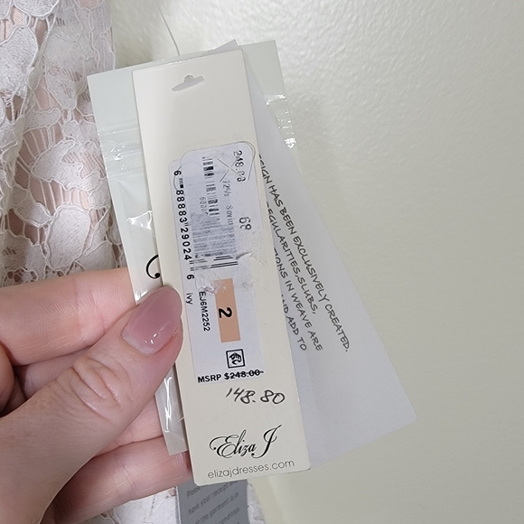 NWT Eliza J off shoulder lace fit and flare white dress size 2 - Picture 6 of 11